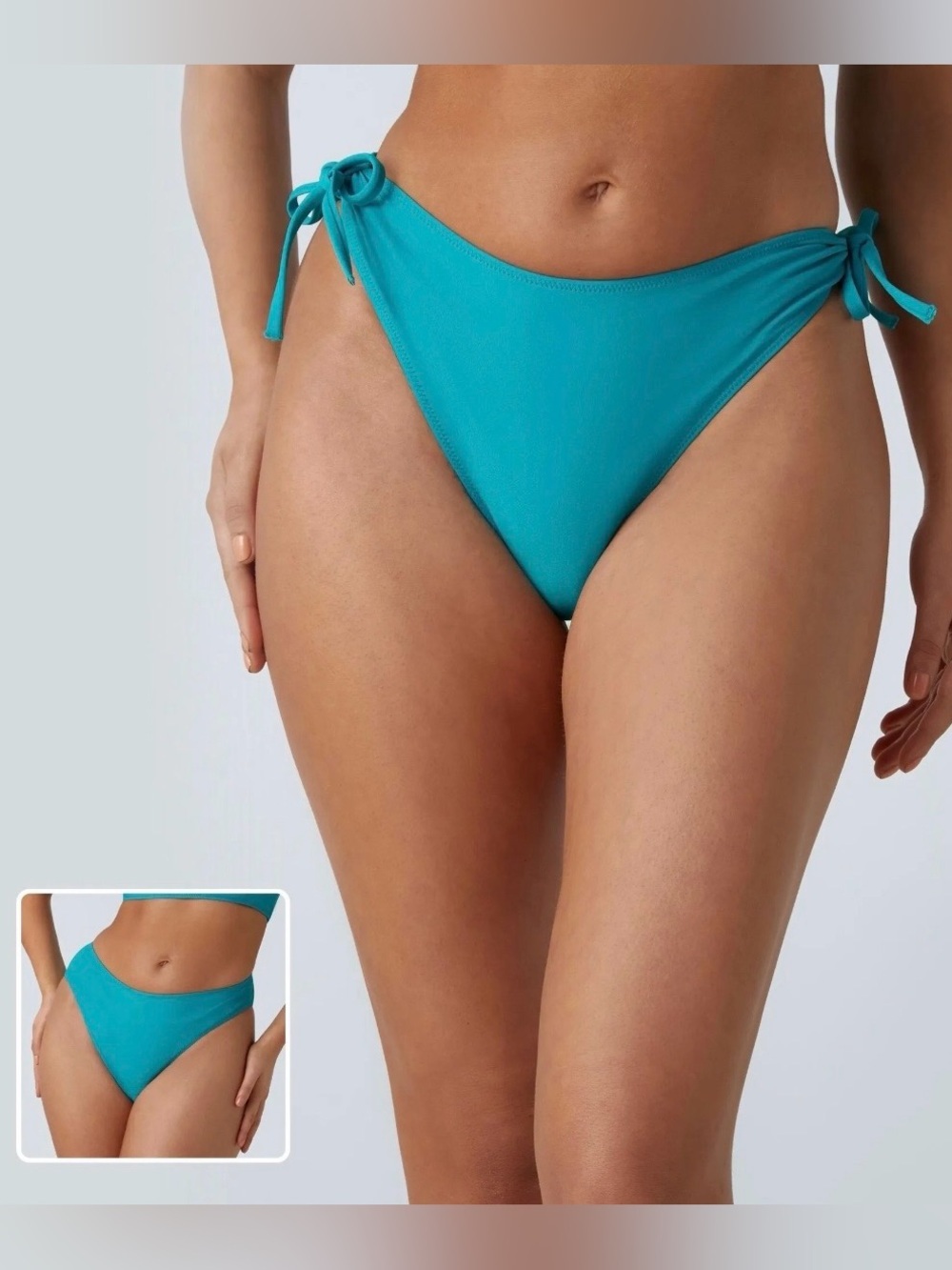 Halara Mid Rise Removable Tie Side Bikini Bottom Swimsuit Teal